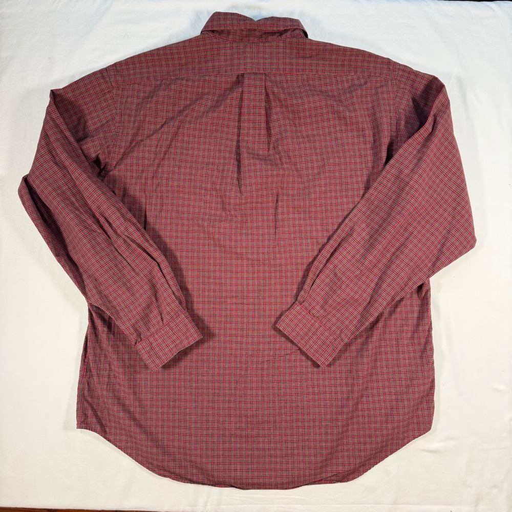 Ralph Lauren Yarmouth Mens 17 36/37 Red Plaid Cotton Button Down Shirt XL - Picture 8 of 9